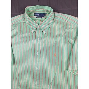 Polo‎ Ralph Lauren Men's Classic Fit Green Orange Stripe XL Short Sleeve Preppy